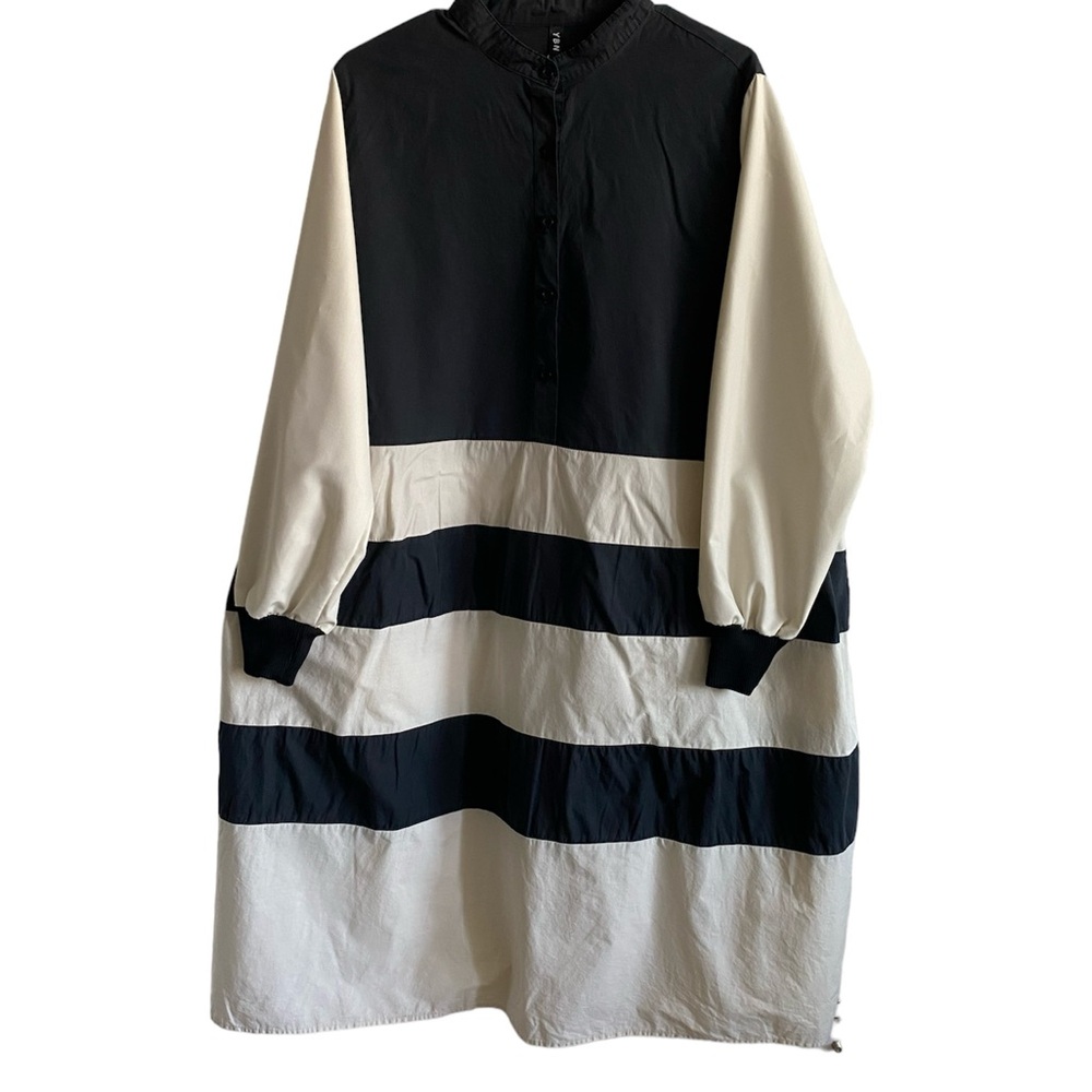 Black and White Striped Midi Dress